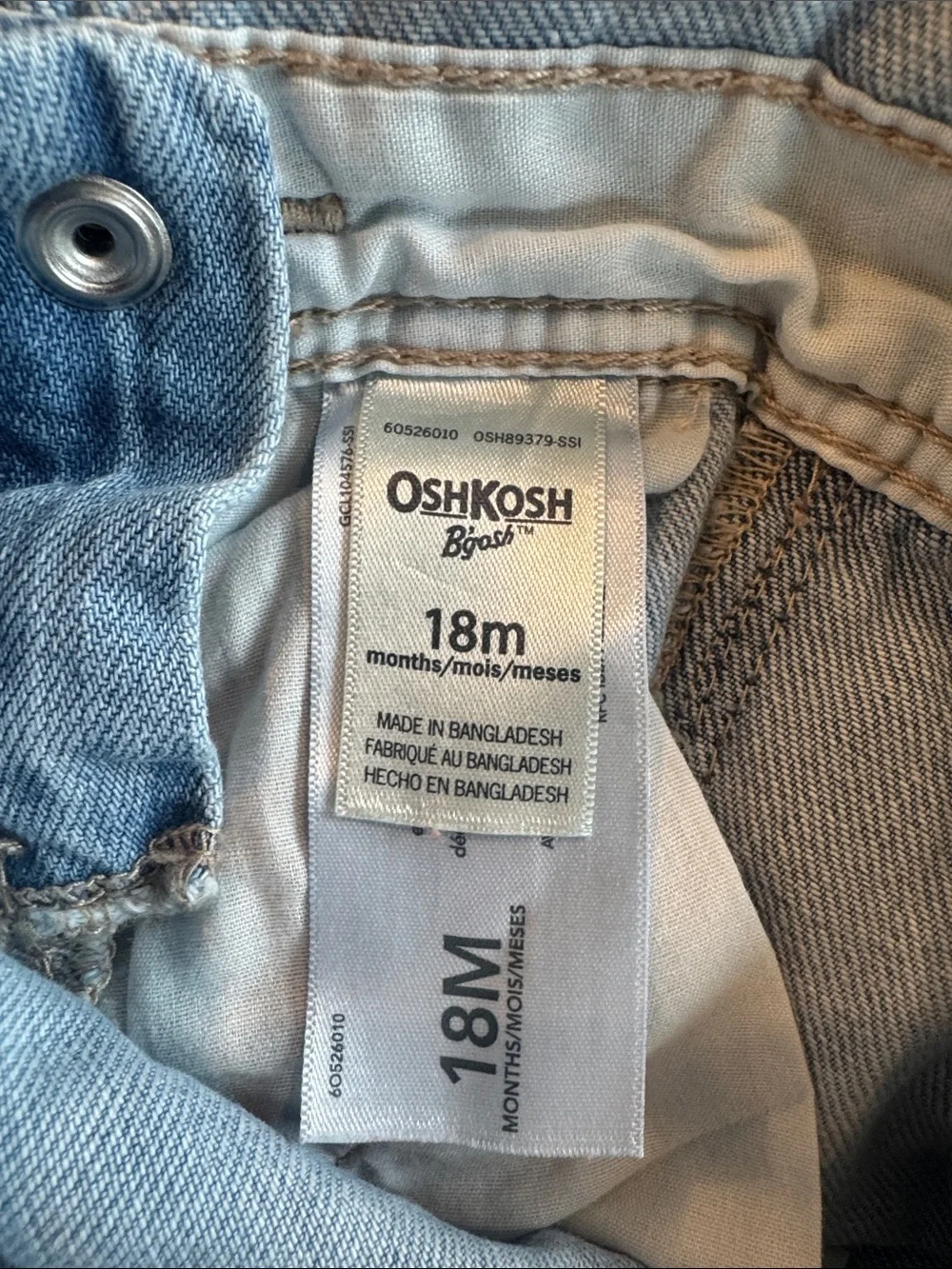 OshKosh B'gosh Light Wash Denim Overalls with White Hearts C